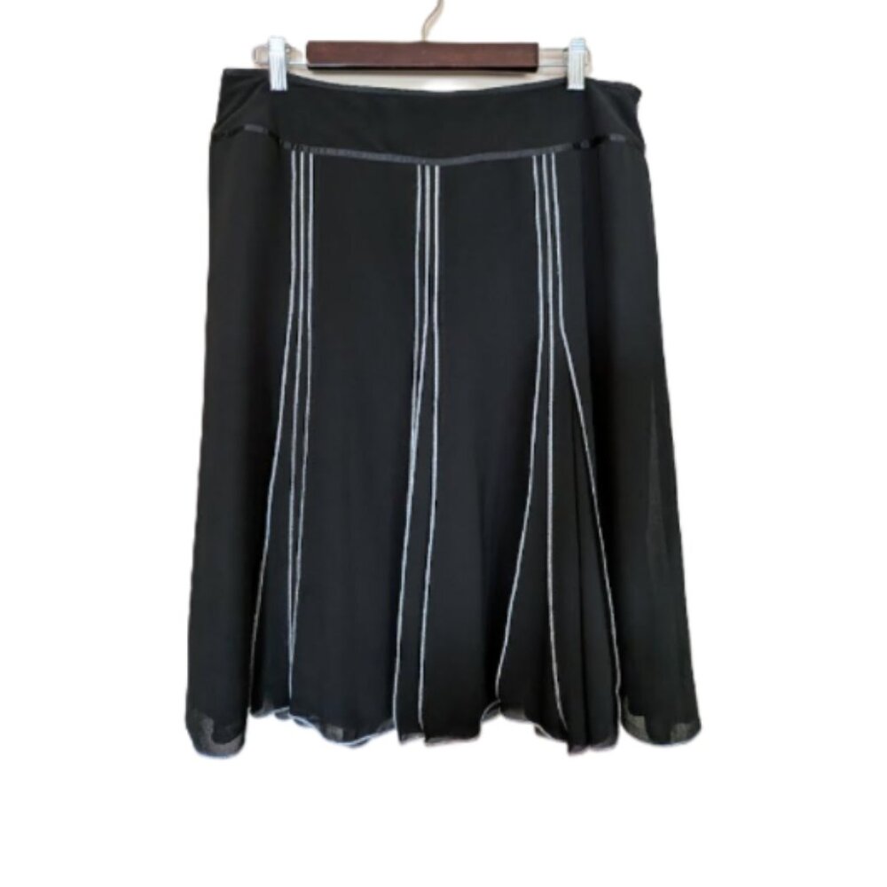Studio Bill Blass NWT Women's Panelled Chiffon Skirt with Silver Lurex Stitching